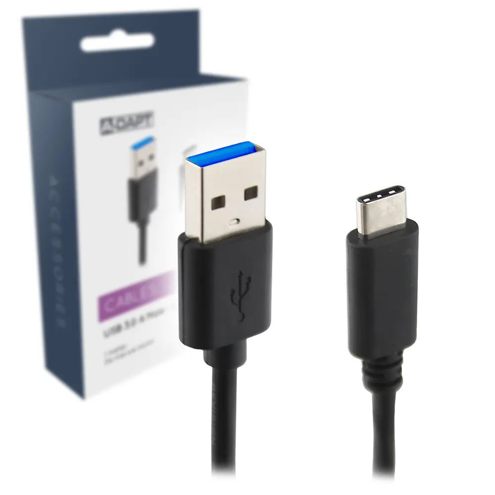Cable de datos y carga USB-A 3.0 - USB-C 3.1 negro