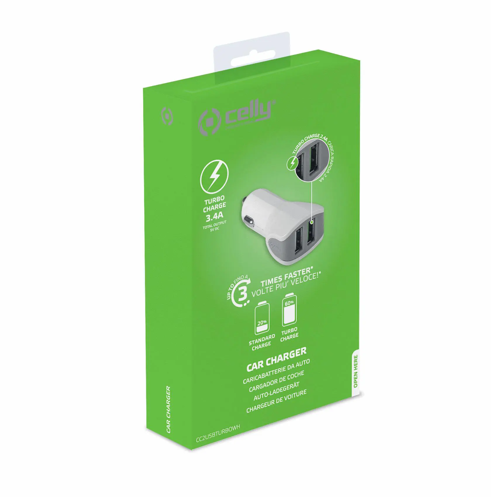 Autolader 2x USB 3,4A Wit