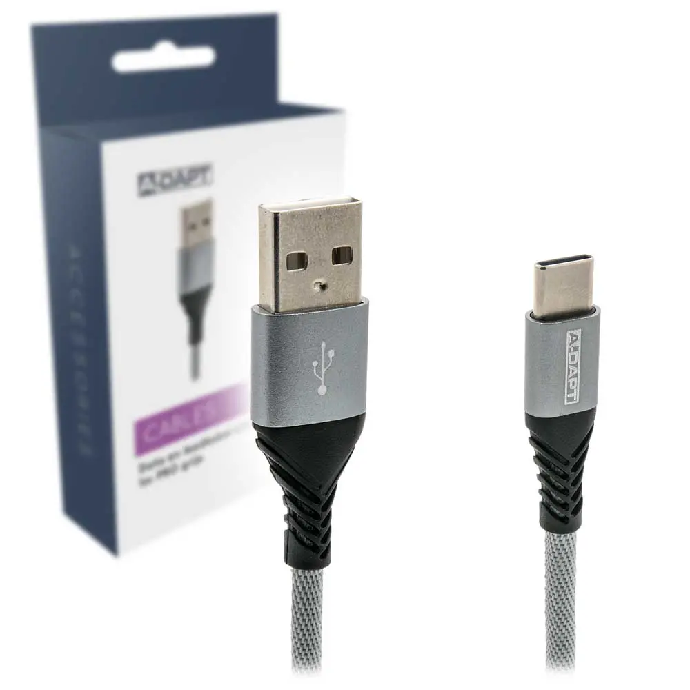 Data-/laadkabel USB-A > USB-C 1m PRO grijs