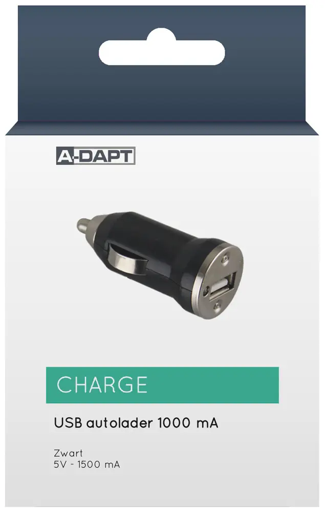 Car charger 1xUSB 1.5A compact black