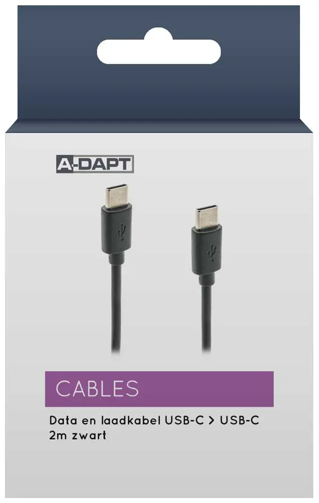Data and charging cable USB-C > USB-C 2m black