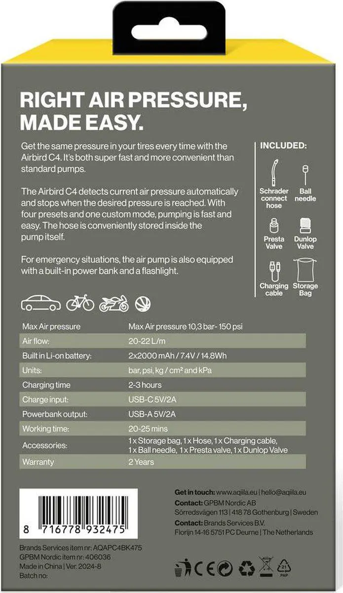 Aqiila Airbird C4 Draagbare Compressor