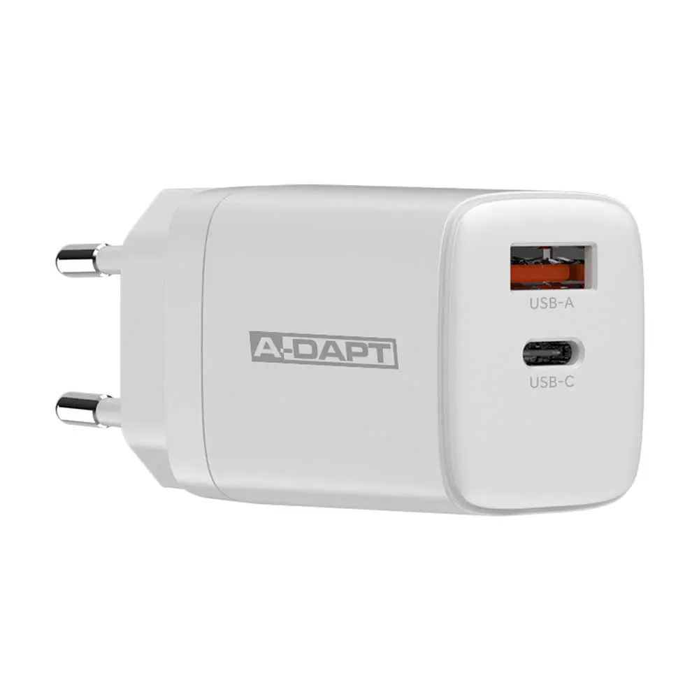 Thuislader USB-C PD 30W + USB QC 3.0 wit