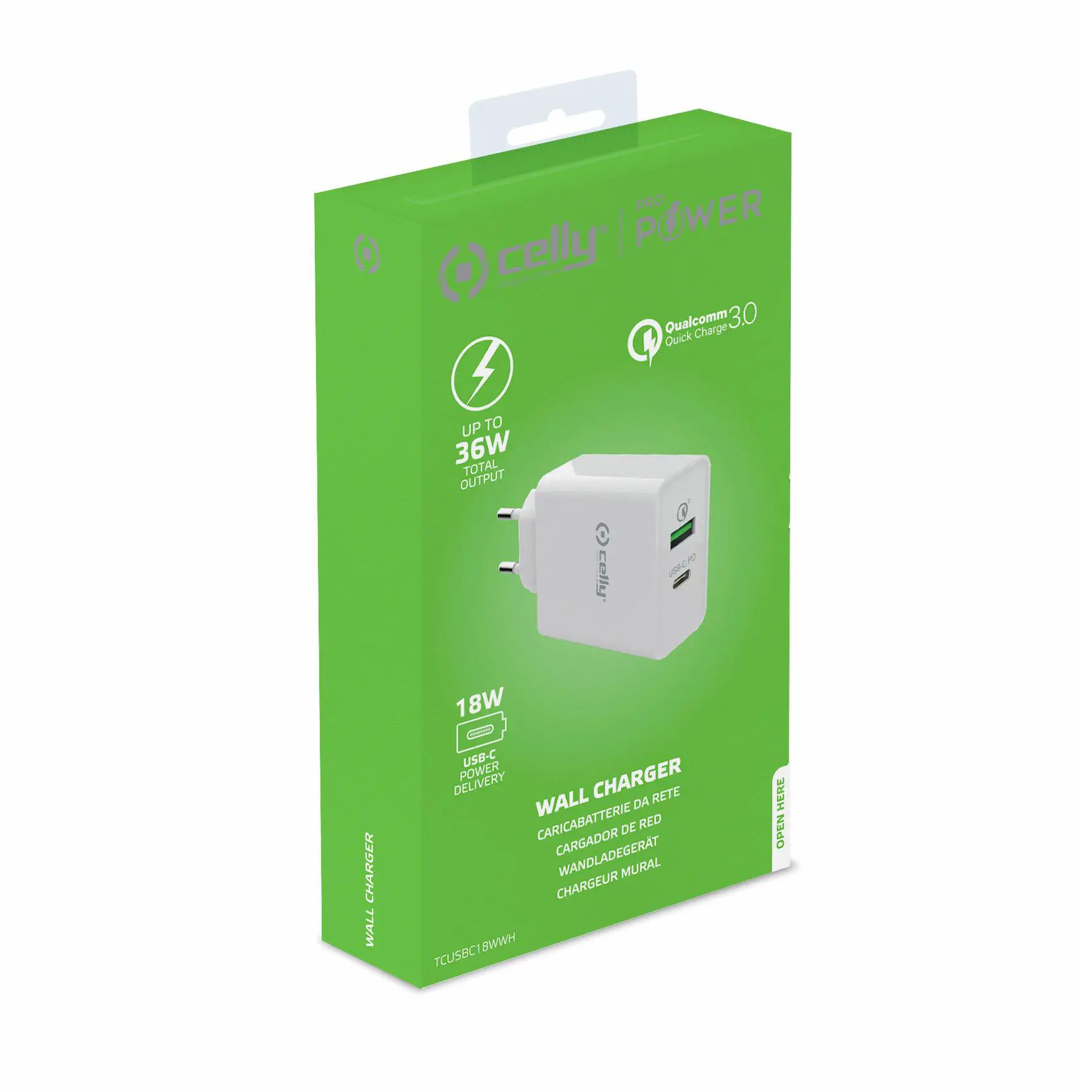 Home charger USB + USB-C PD 18W White