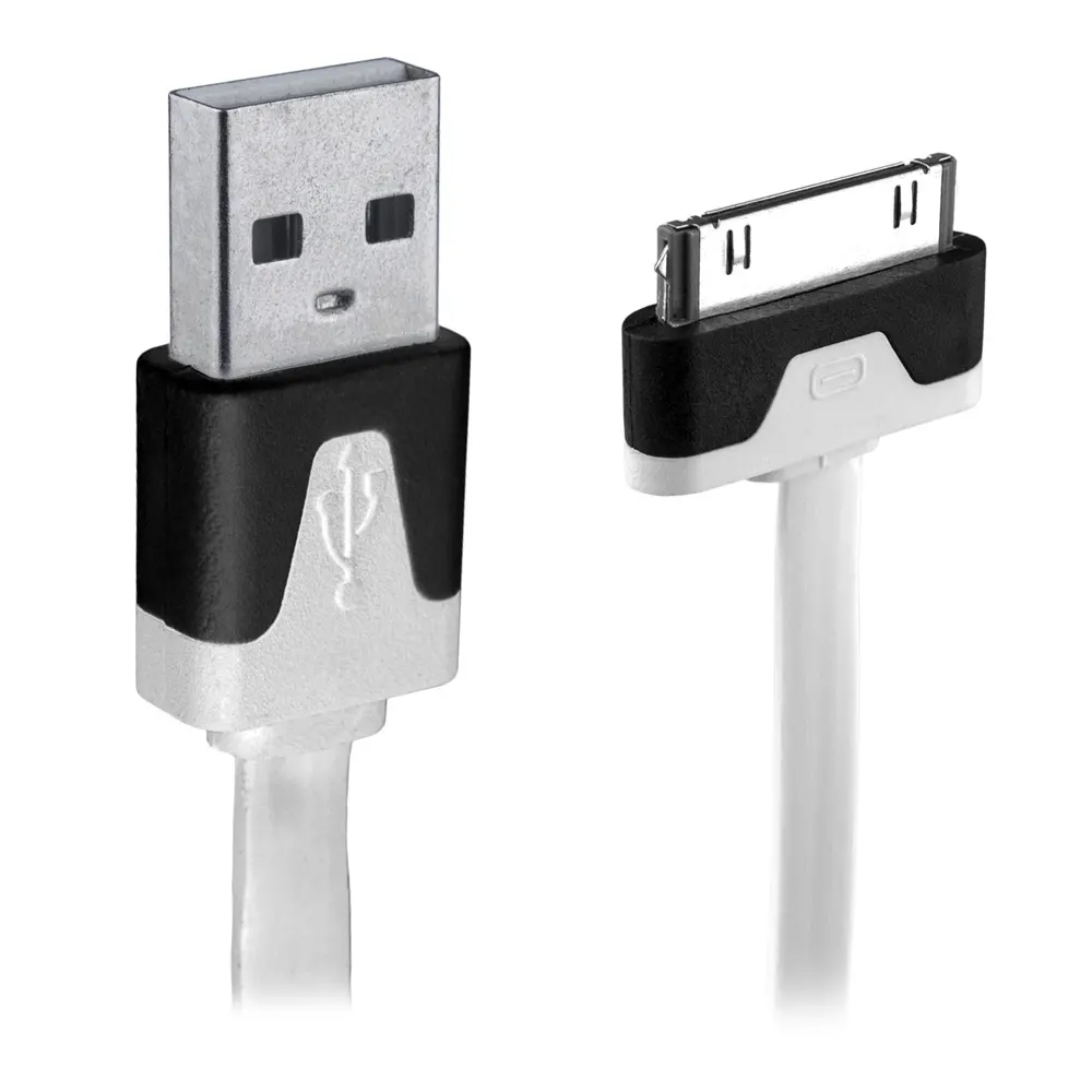 Cable de datos de 30 clavijas de Apple plano de 1m blanco