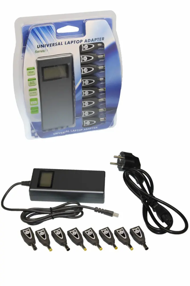 Laptop power supply universal with display 90W 8 plugs