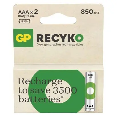 Pila AAA Recargable GP NiMH 850 mAh ReCyko 1,2V 2 unidades