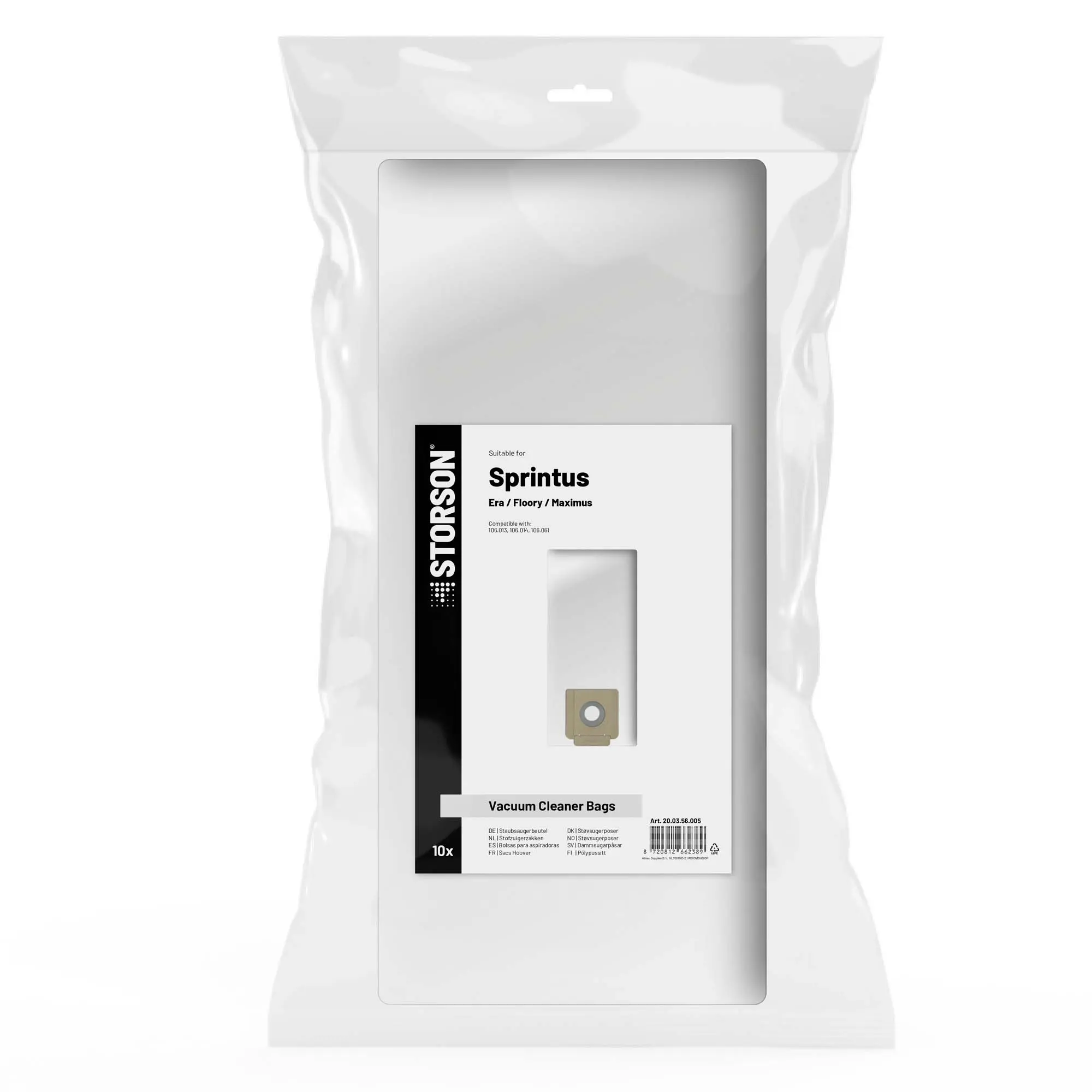 STORSON Vacuum Cleaner Bags suitable for Sprintus Era / Maximus / T11 / Floory