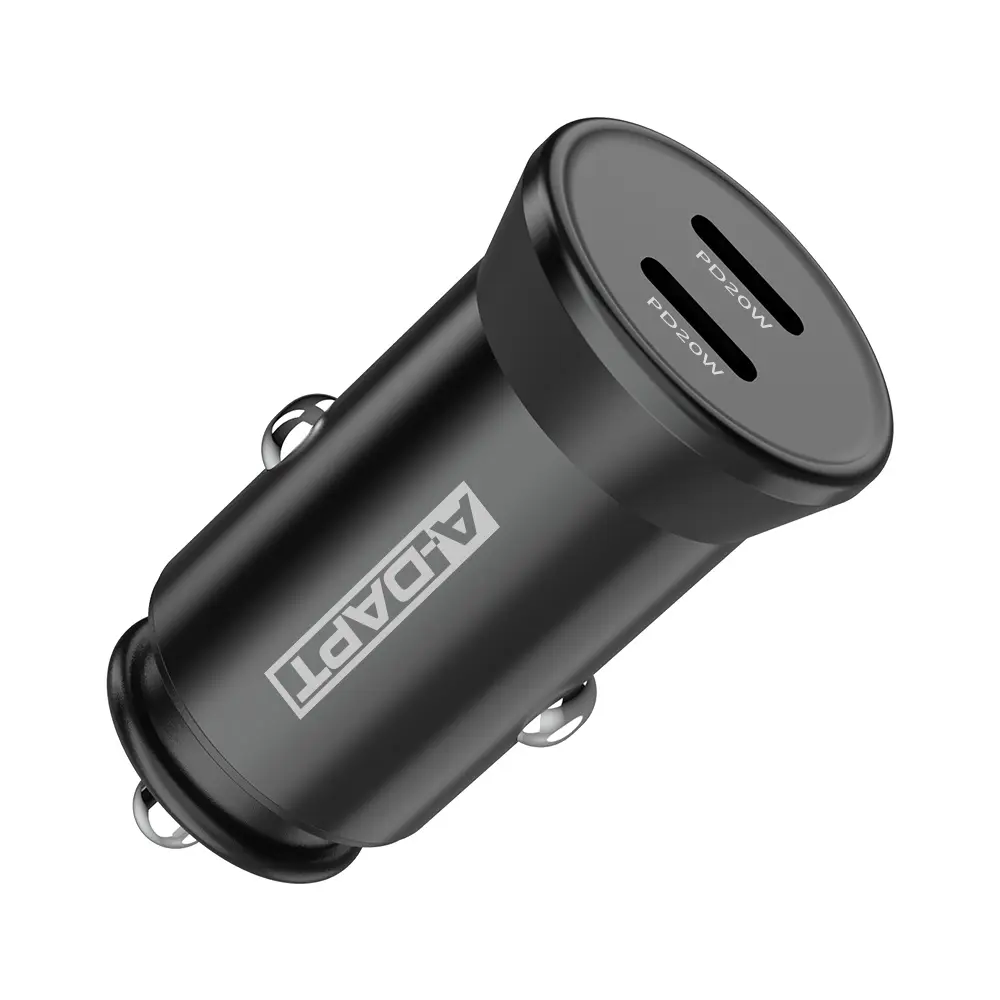 Autolader 2x USB-C Power Delivery 40W zwart