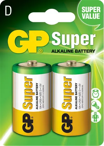 D Mono battery GP Alkaline Super 1,5V (2pcs)