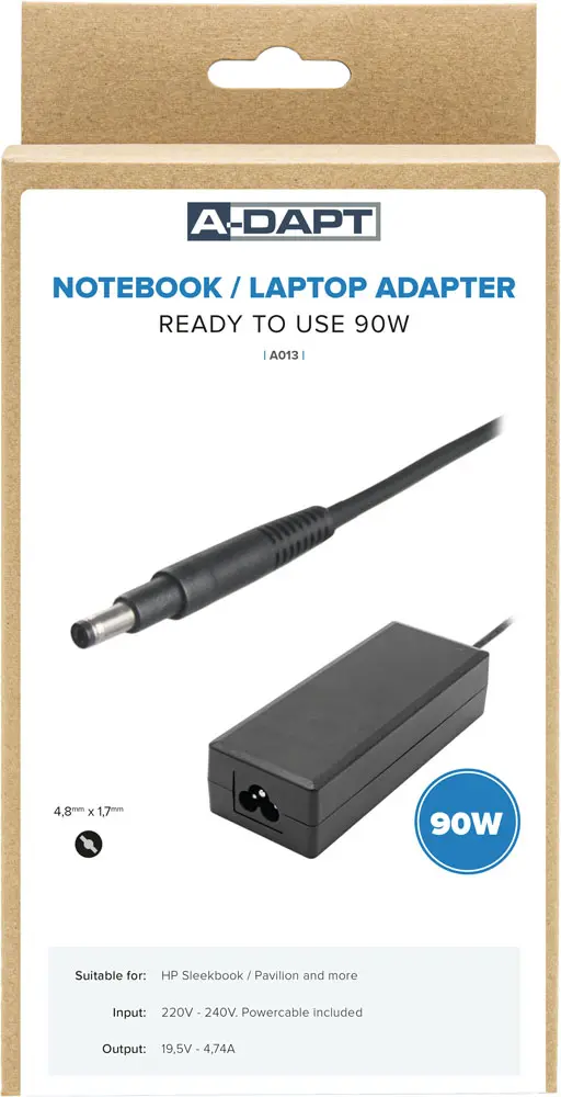 Laptop voeding met originele plug o.a. HP Sleekbook