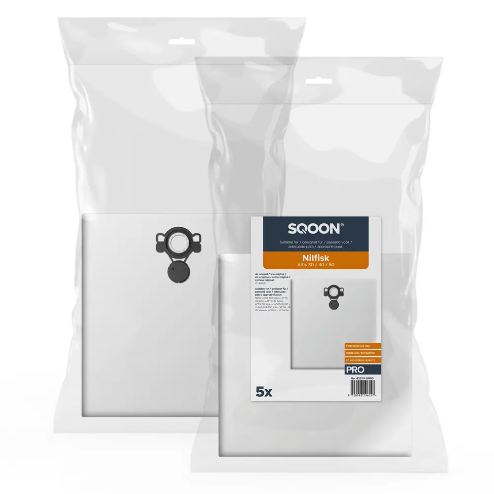 Bolsas para aspiradoras SQOON aptas para Nilfisk Attix 30 / 40 / 50 series PRO