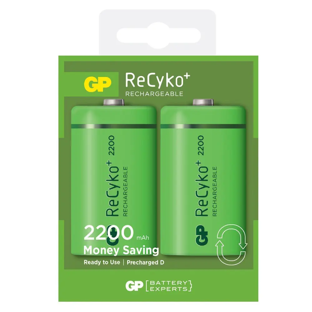 D Mono battery Rechargeable GP NiMH 2200 mAh ReCyko + 1.2V (2pcs)