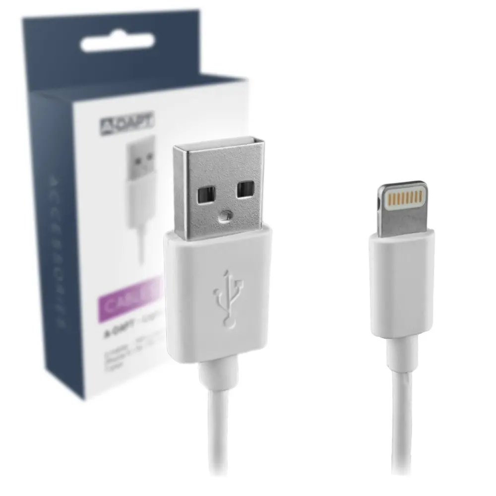 Cable de datos y carga Apple Lightning MFI 2m blanco