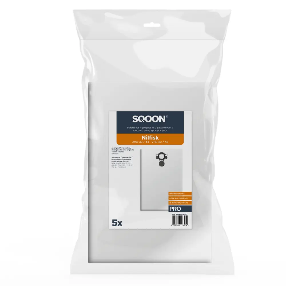 Bolsas para aspiradoras SQOON adecuadas para Nilfisk Attix 33 / 44 - VHS 40 / 42 PRO