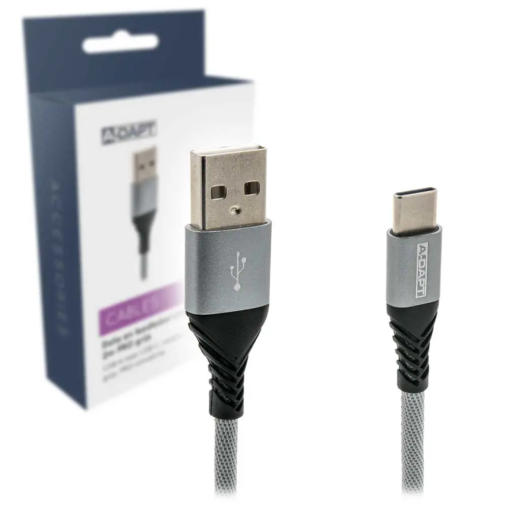 Daten- und Ladekabel USB-A > USB-C 2m PRO grau