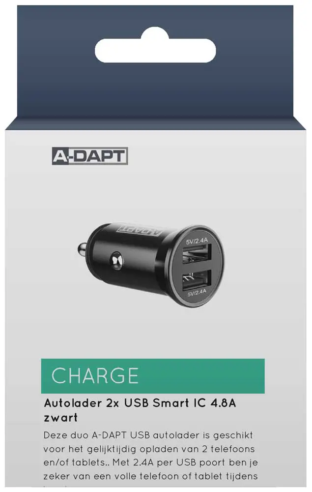 Car charger 2x USB Smart IC 4.8A black