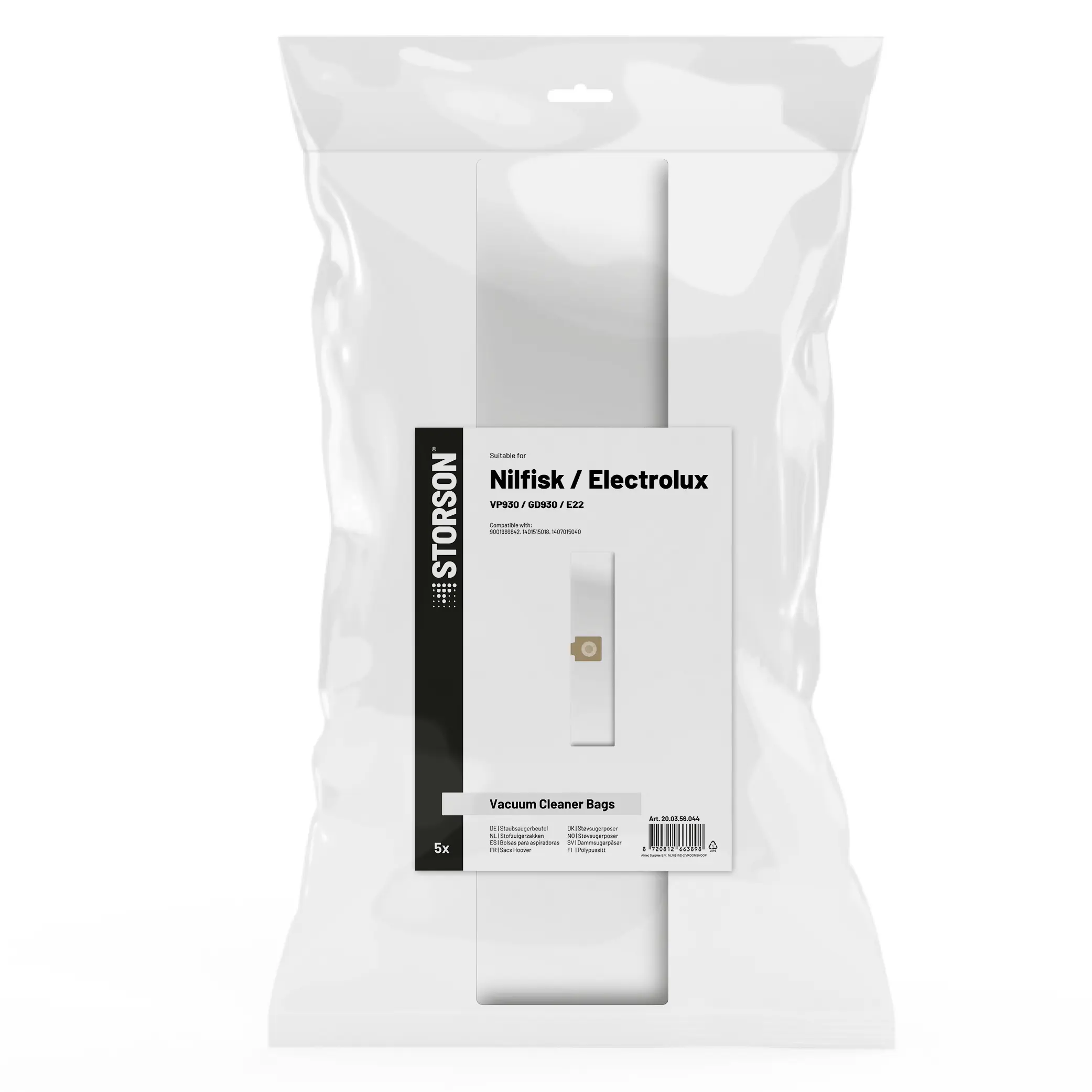 Bolsas para aspiradora STORSON compatibles con Nilfisk / Electrolux E22 VP 930 / GD 930