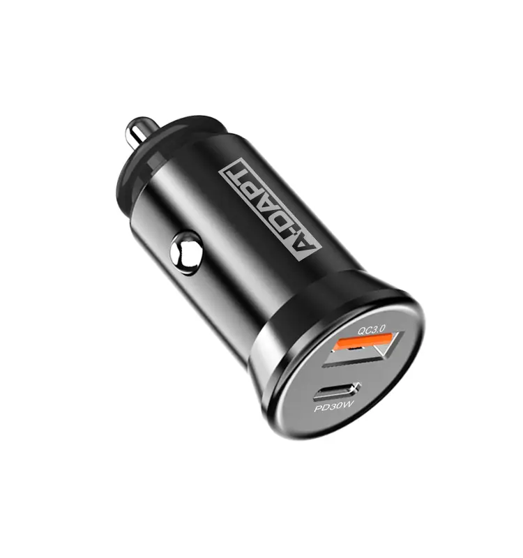 Car charger 1x PD3.0 30W + 1x USB QC3.0 18W black
