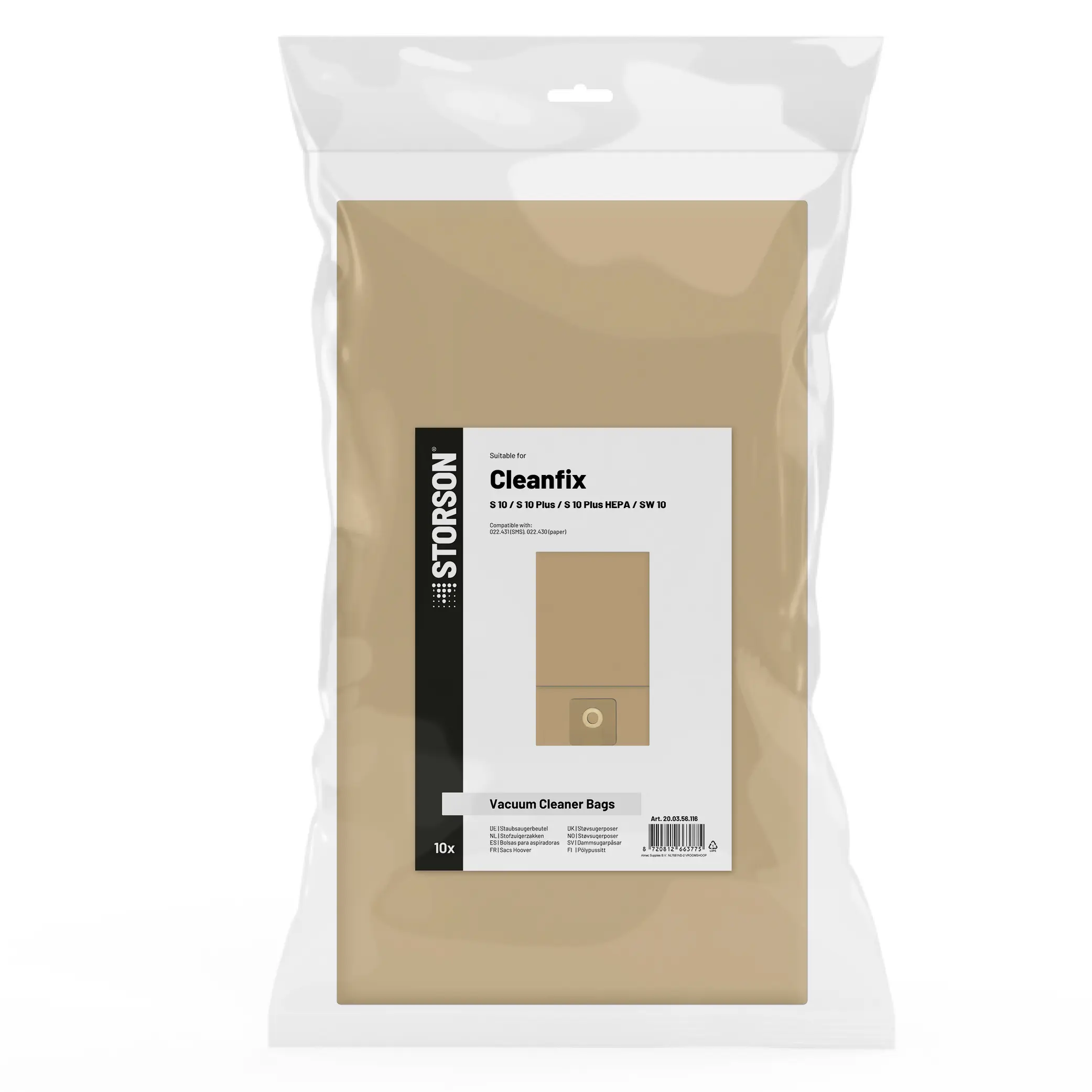 Bolsas para aspiradora STORSON compatibles con Cleanfix S10