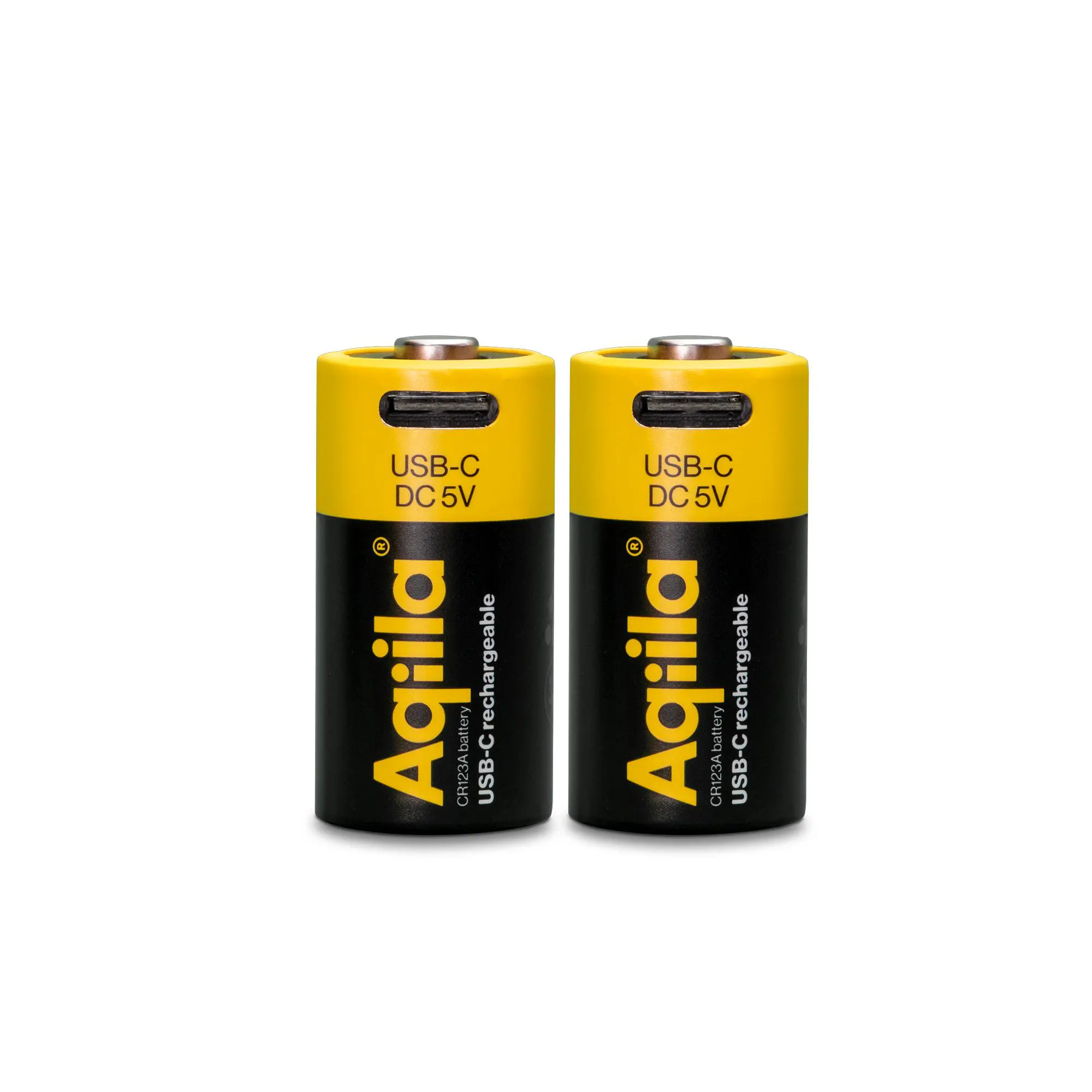 Aqiila CR123A Rechargeable Battery Aqiila USB-C 750 mAh Li-Ion 3V, 2-pack