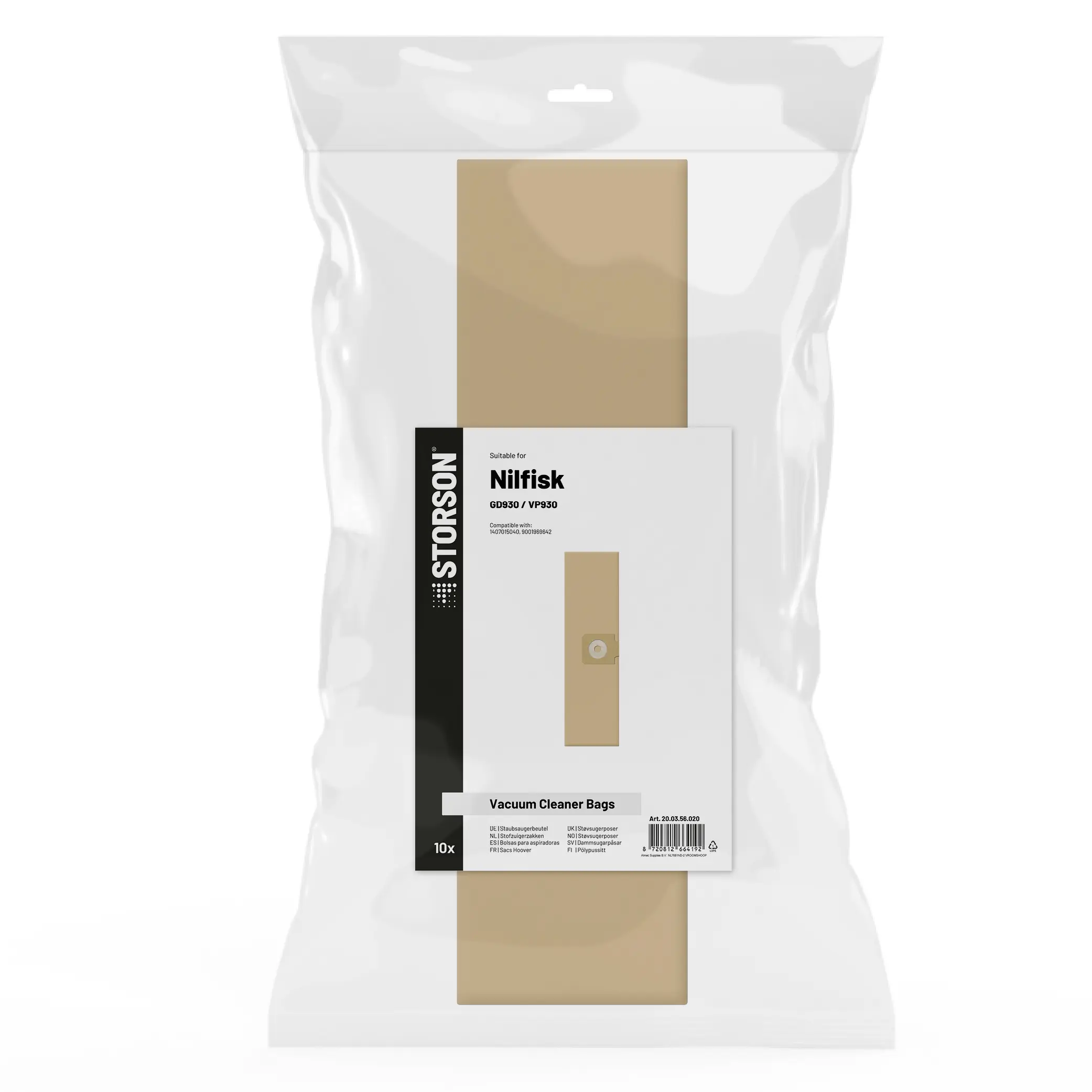 Bolsas para aspiradoras STORSON compatibles con Nilfisk / Electrolux E22 VP 930 / GD 930