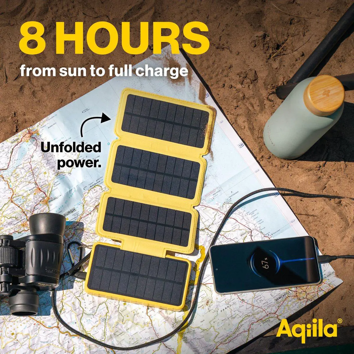 Aqiila Powerbird BS10 Solar Powerbank 20W geel 10.000 mAh
