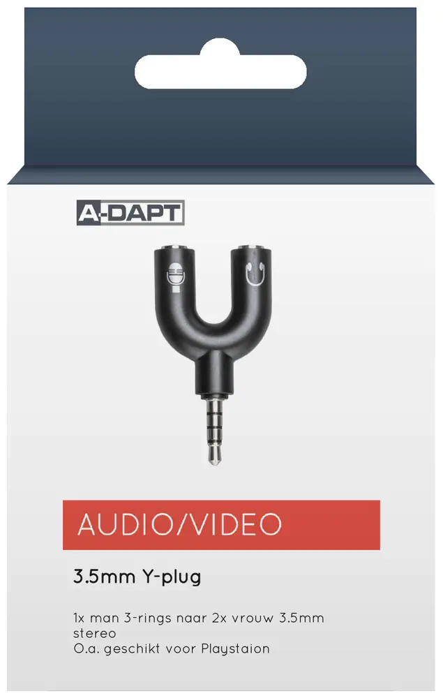 Enchufe de audio en Y de 3,5 mm. negro